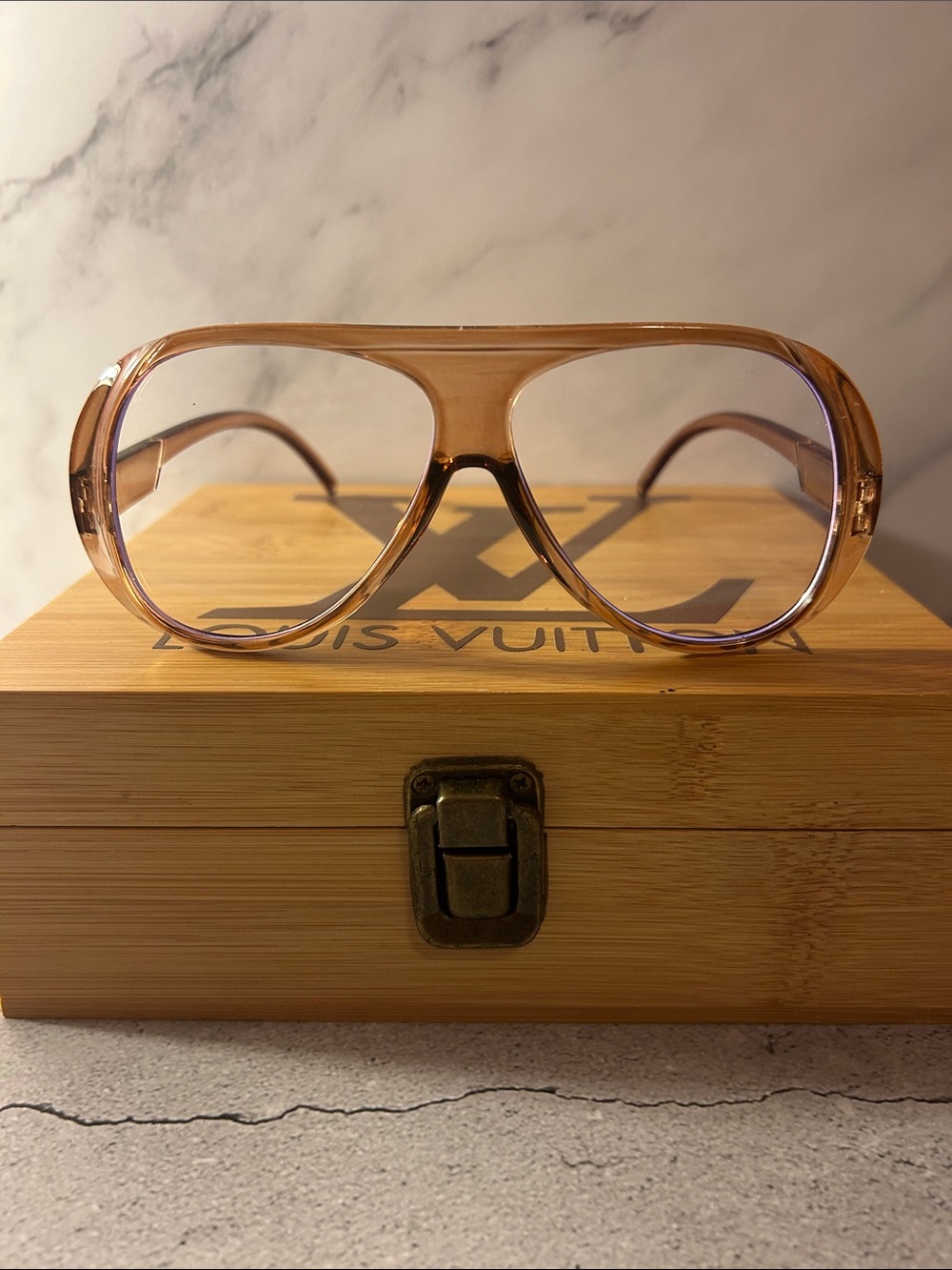 Light BrownTransparent Aviator Glasses